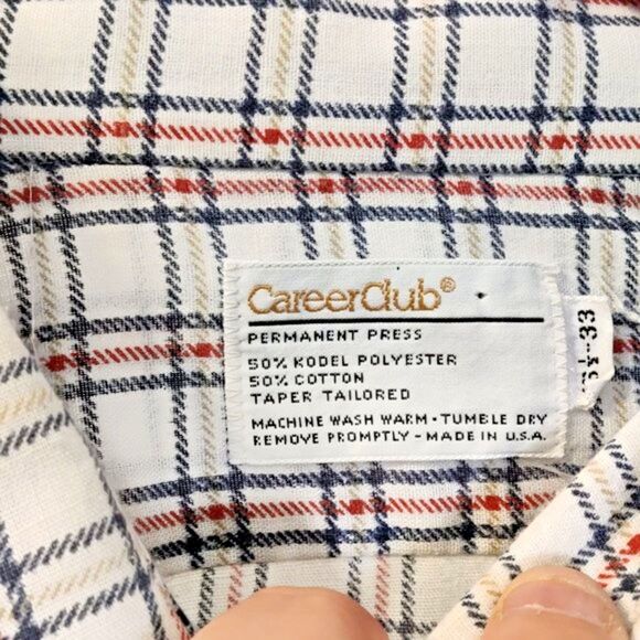 Vintage Career Club Long Sleeve Button Down Shirt Plaid 16 1/2-33-Retro Shirt - Picture 7 of 7